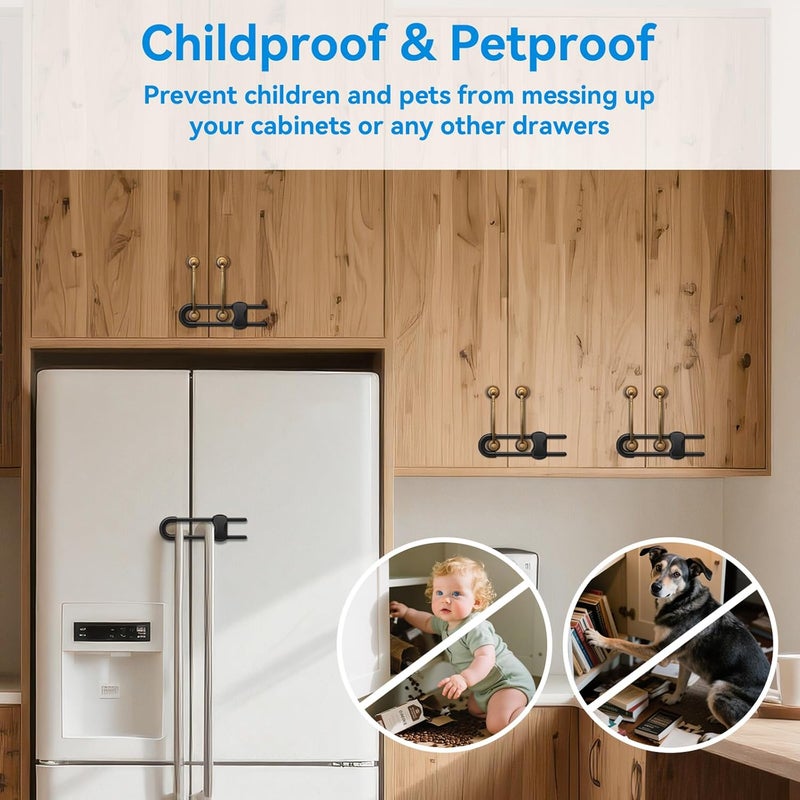 kickic Cabinet Locks Baby Proofing,Child Proof Cabinet Locks,6 Pack Adjustable U Shaped Baby Proofing Cabinets,Child Locks for Cabinets and Drawers (Black) - Image 5